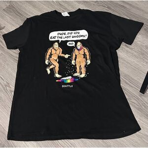 Seattle Bigfoot Unicorn Funny Graphic Tee Youth Large Sasquatch Shirt